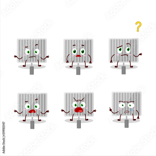 Cartoon character of grill gate with what expression