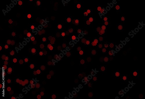 Dark Red vector background with xmas snowflakes.