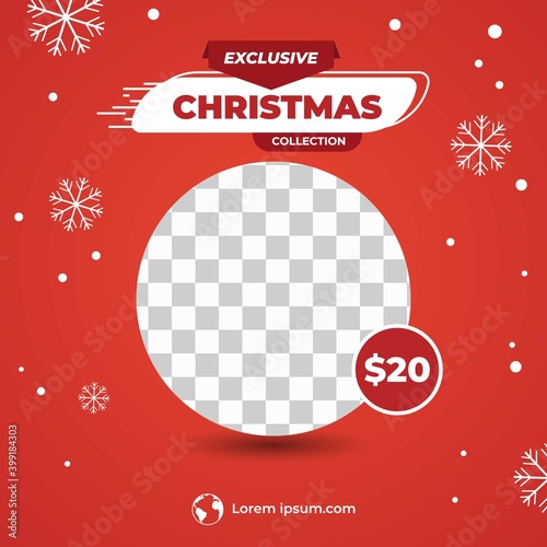 Christmas sale post template with photo collage. Usable for social media, banner and web internet ads.