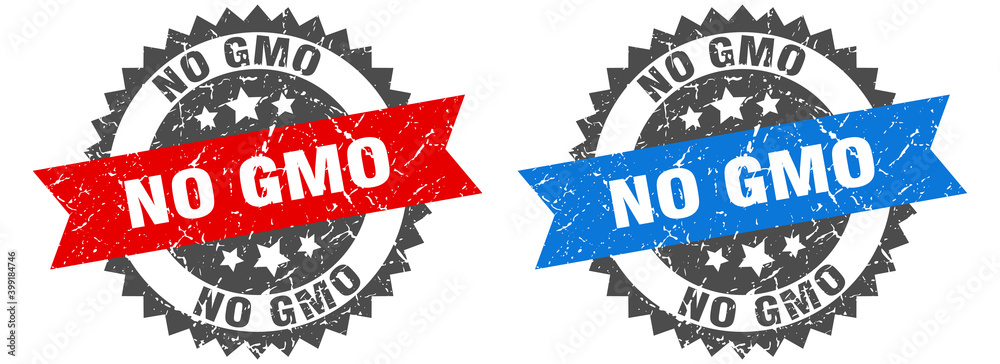 Obraz premium no gmo band sign. no gmo grunge stamp set