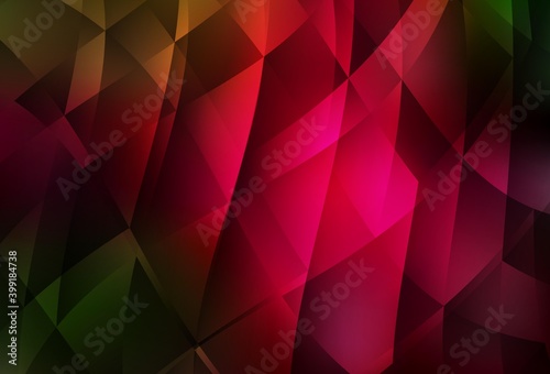 Dark Green, Red vector gradient triangles texture.
