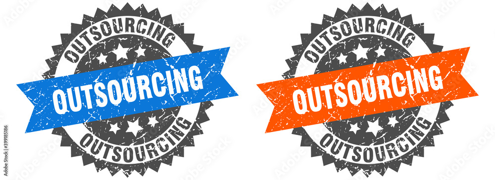 Obraz premium outsourcing band sign. outsourcing grunge stamp set