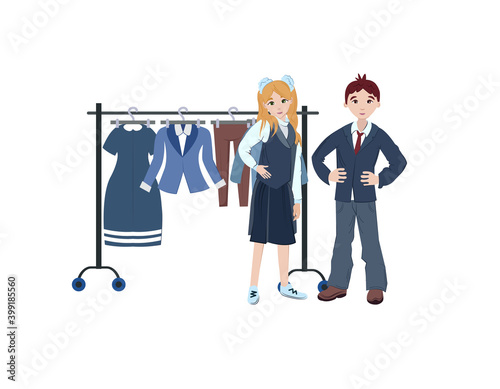 Teenagers boy and girl, school kids, in atelier salon, store.