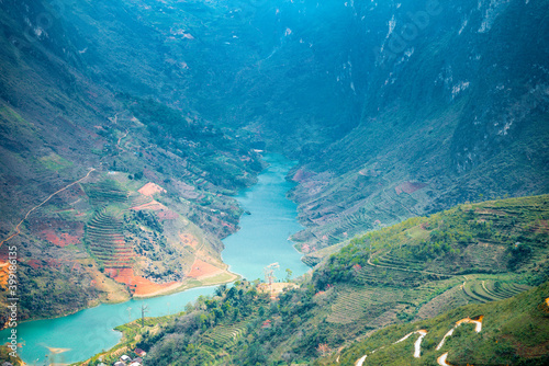 Nho Que River view from Ma Pi Leng Pass  one of the most beautiful are mountain and river in Ha Giang  Vietnam