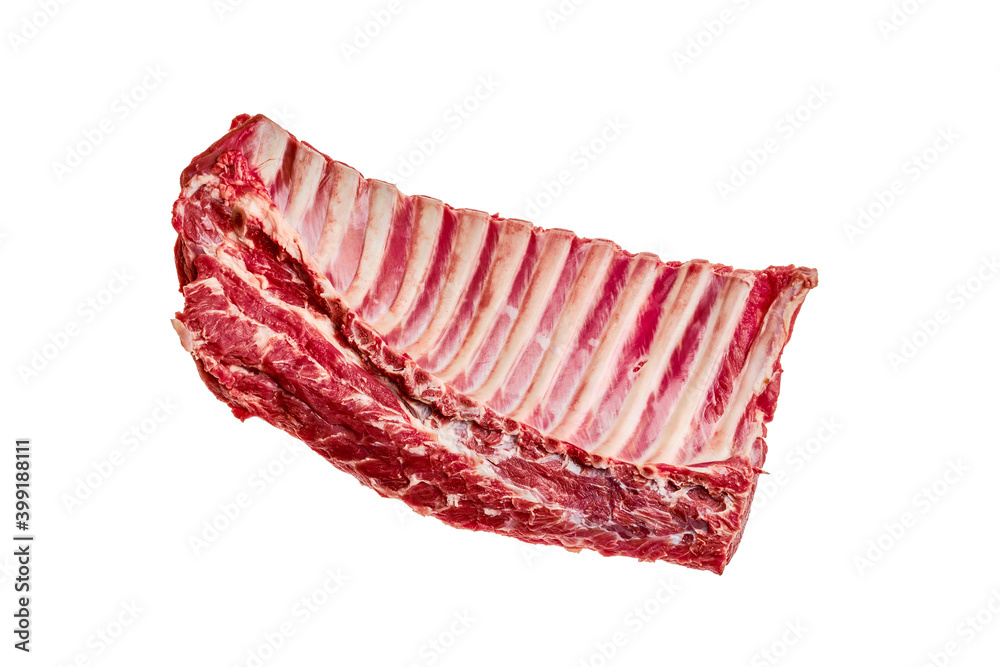 Fototapeta premium Fresh raw rack of lamb isolated on white