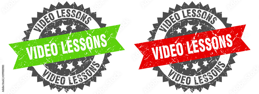 Obraz premium video lessons band sign. video lessons grunge stamp set