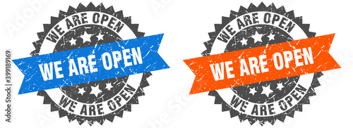 we are open band sign. we are open grunge stamp set