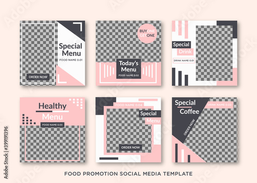 Food and restaurant promotion social media banner post collection template