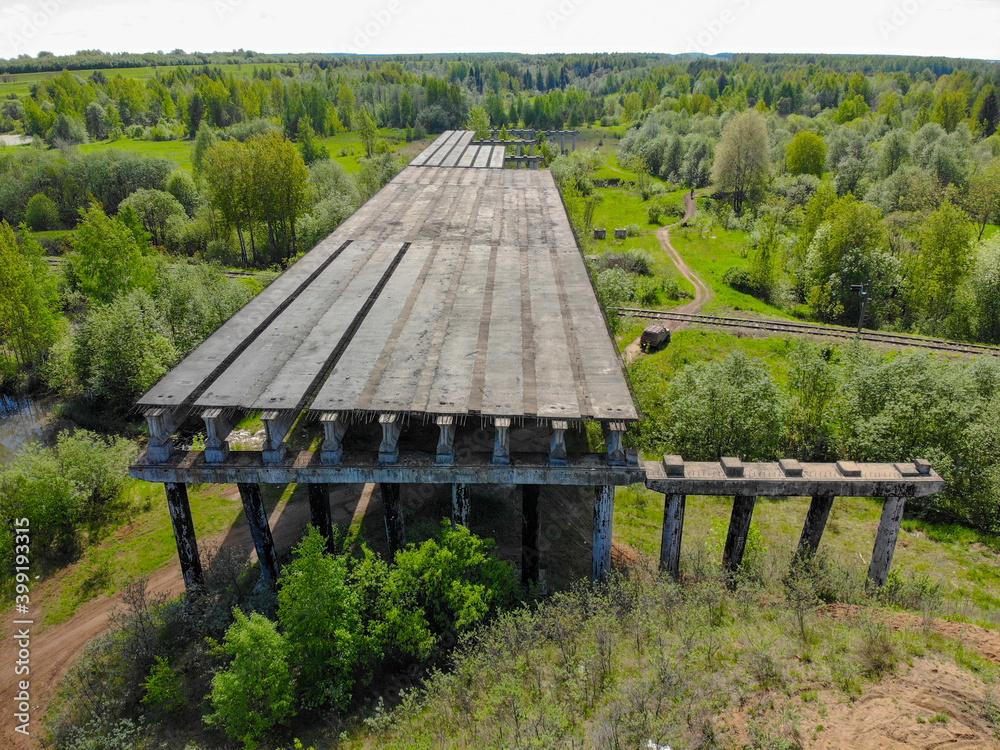 Aerial view of the unfinished bridge over the railway (Kirov, Russia) Aerial view of the unfinished bridge over the railway (Kirov, Russia)