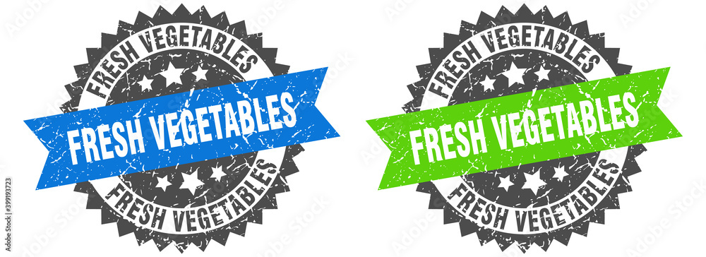 Fototapeta premium fresh vegetables band sign. fresh vegetables grunge stamp set