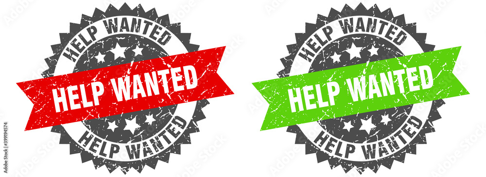 Obraz premium help wanted band sign. help wanted grunge stamp set