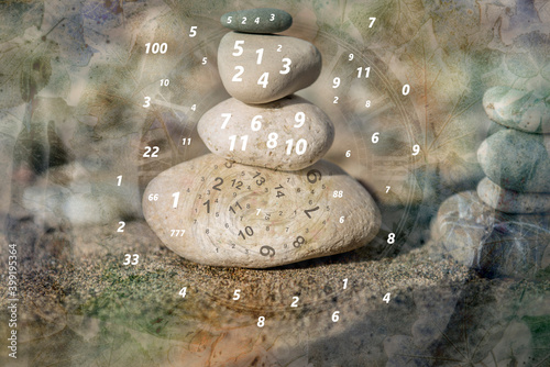 Nature and numerology, numbers on stones
