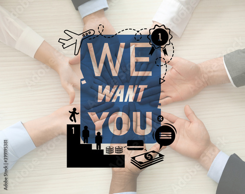 Group of business people pu...