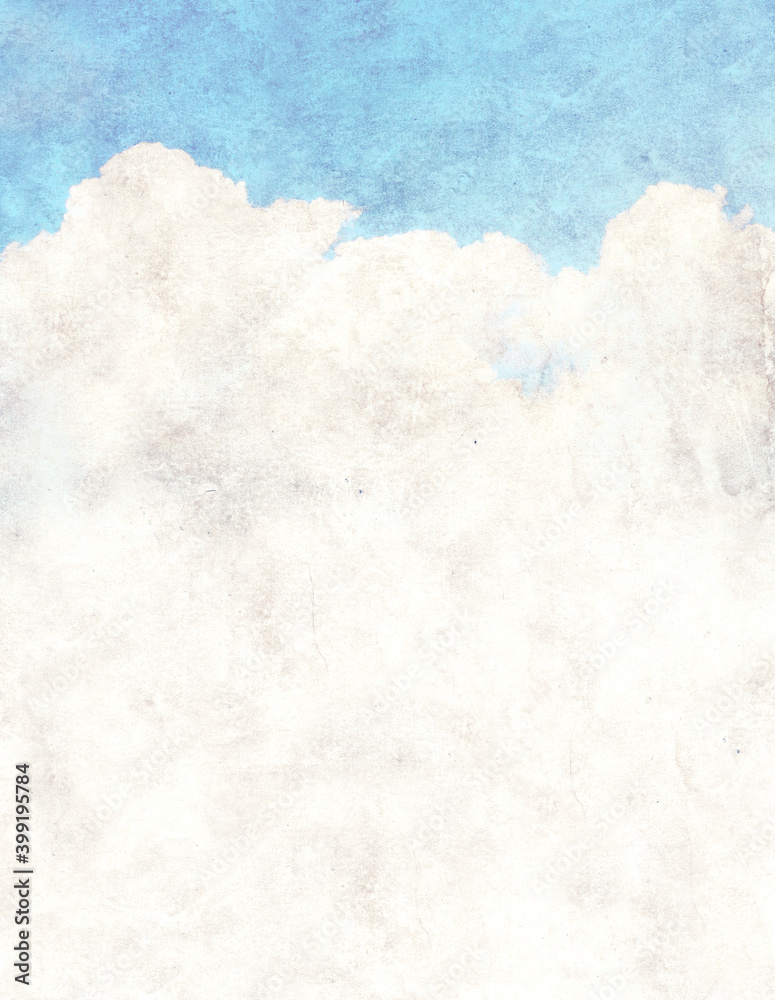 Grunge background with paper texture and clouds