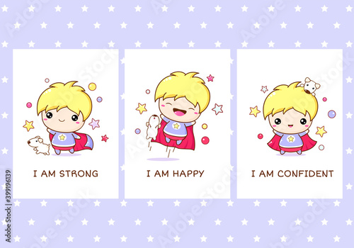 Set of vector banners with affirmations for kids playroom