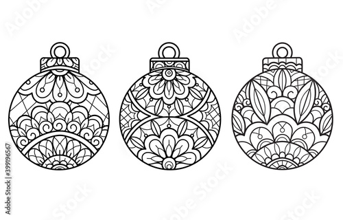 Christmas Lights pattern. Hand drawn sketch illustration for adult coloring book