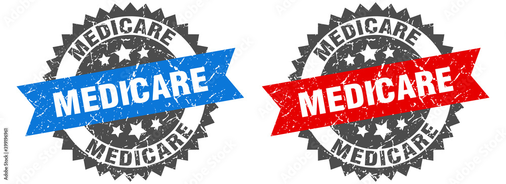 Obraz premium medicare band sign. medicare grunge stamp set
