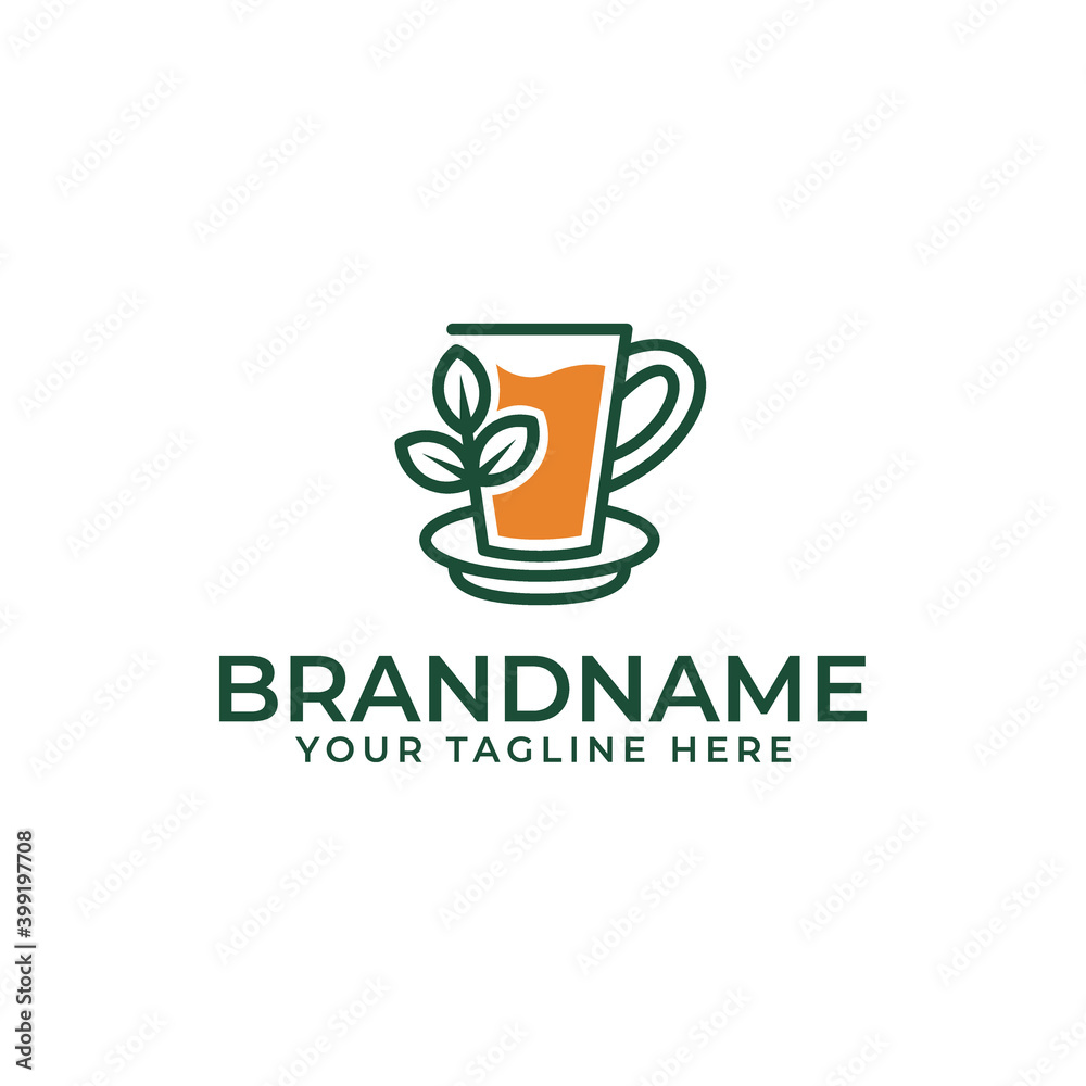 tea logo design with line art style tea logo design with line art style