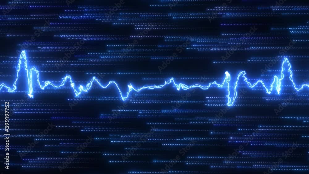 Blue Abstract Digital Electric Wave and Particles Flowing Energy - 4K Seamless VJ Loop Motion Background Animation