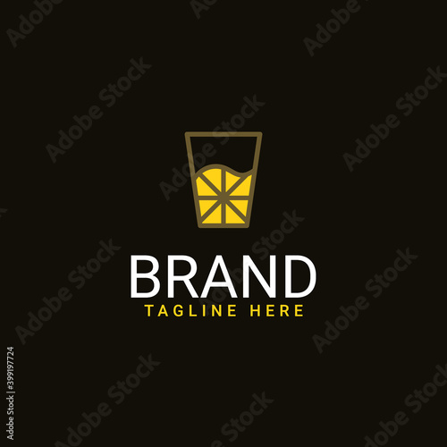 Lemon and cup combination logo design