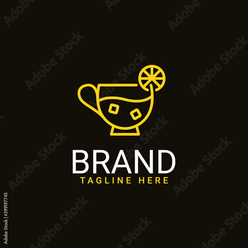 lemon tea cup logo vector design