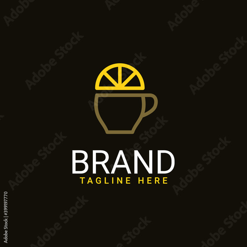 lemon tea cup logo vector design
