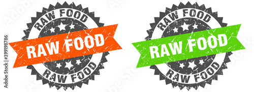 raw food band sign. raw food grunge stamp set