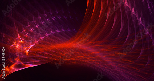 3D rendering abstract red fractal light background