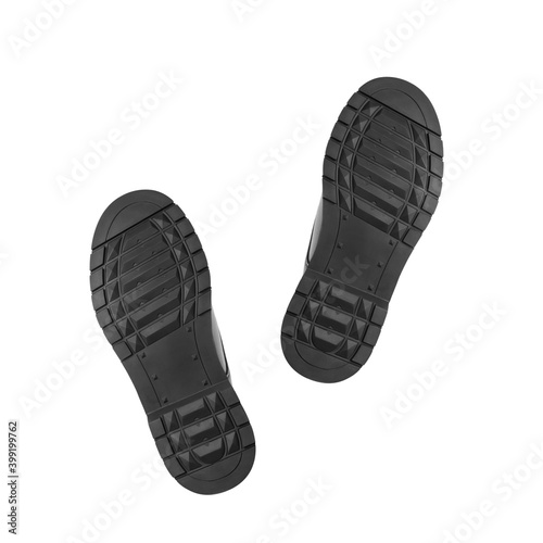 Rubber sole from the boot. Close up. Isolated on a white background