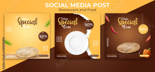 set editable social media post. food instagram post template