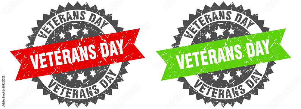 Obraz premium veterans day band sign. veterans day grunge stamp set