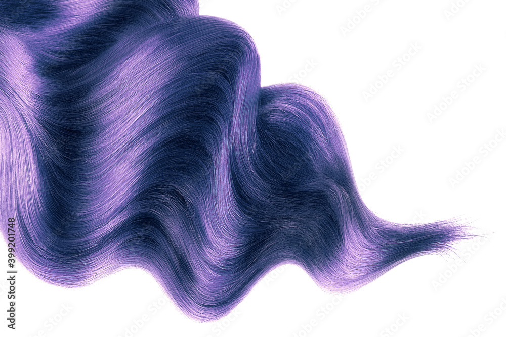 Purple shiny hair on white background, isolated Purple shiny hair on white background, isolated