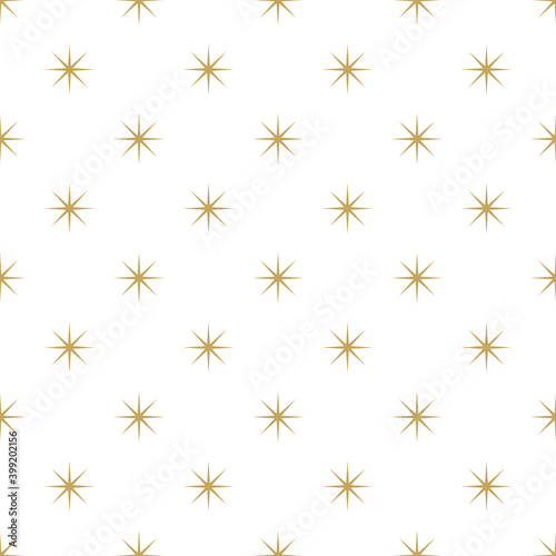 Seamless cute pattern with golden stars or sparkles on white background.