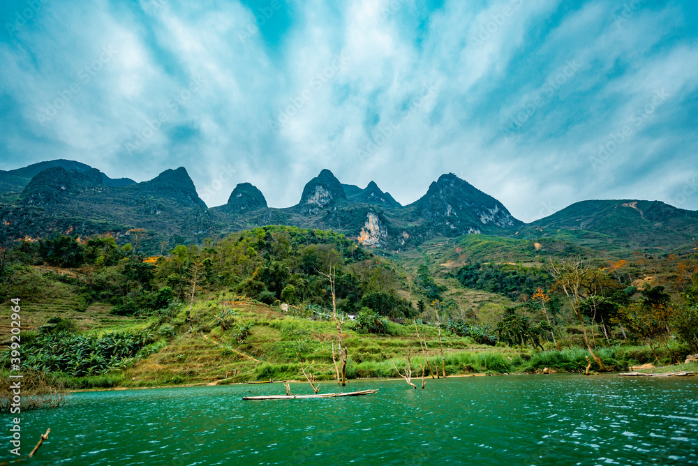 Ma Pi Leng Mountain view from Nho Que River, one of the most beautiful is a River in Vietnam