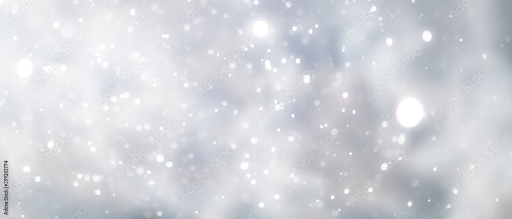 blue snowfall bokeh background, abstract snowflake background on blurred abstract blue