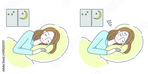 不眠症の女性のイラスト