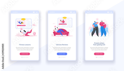 Fitness and self defense from famous online bloggers mobile screen templates.