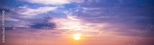 World environment day concept: Sky and clouds autumn sunset background
