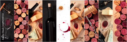Valokuvatapetti Wine Collage design template