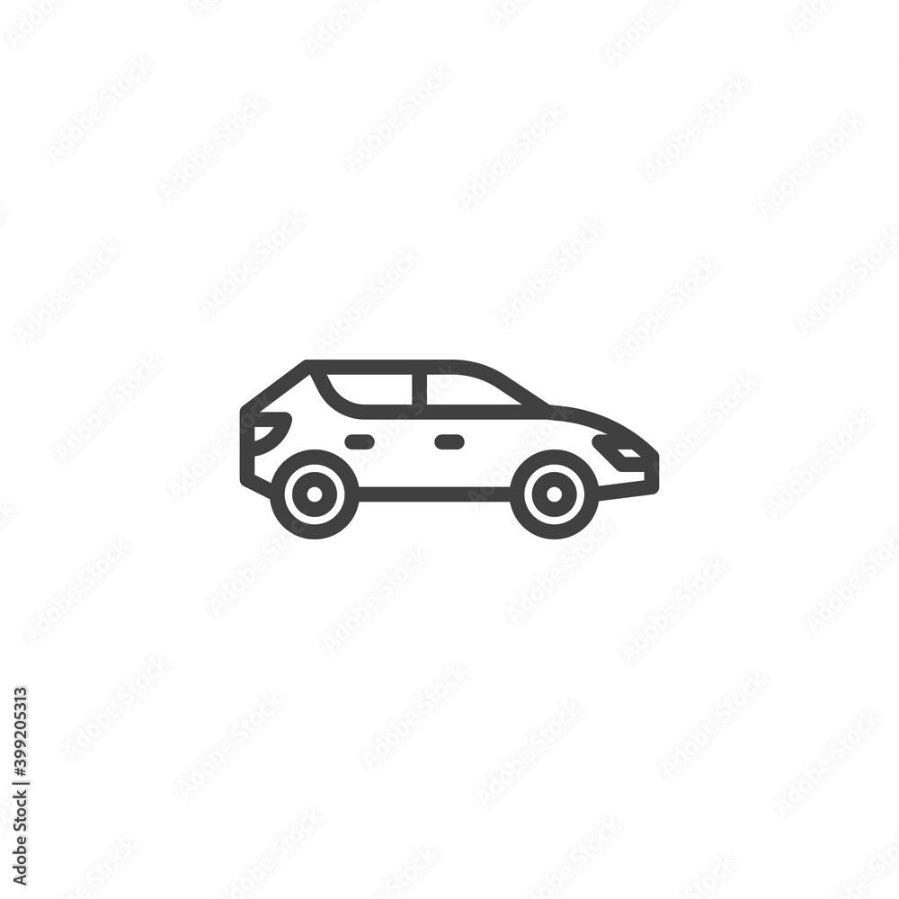 Suv car line icon. linear style sign for mobile concept and web design. Crossover car outline vector icon. Symbol, logo illustration. Vector graphics