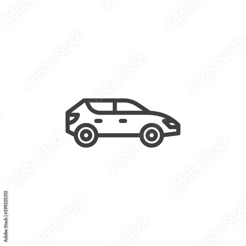 Suv car line icon. linear style sign for mobile concept and web design. Crossover car outline vector icon. Symbol  logo illustration. Vector graphics