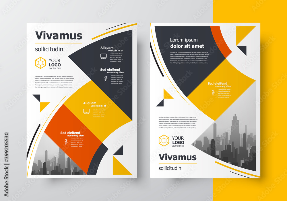 Flyer brochure design template circles theme orange color