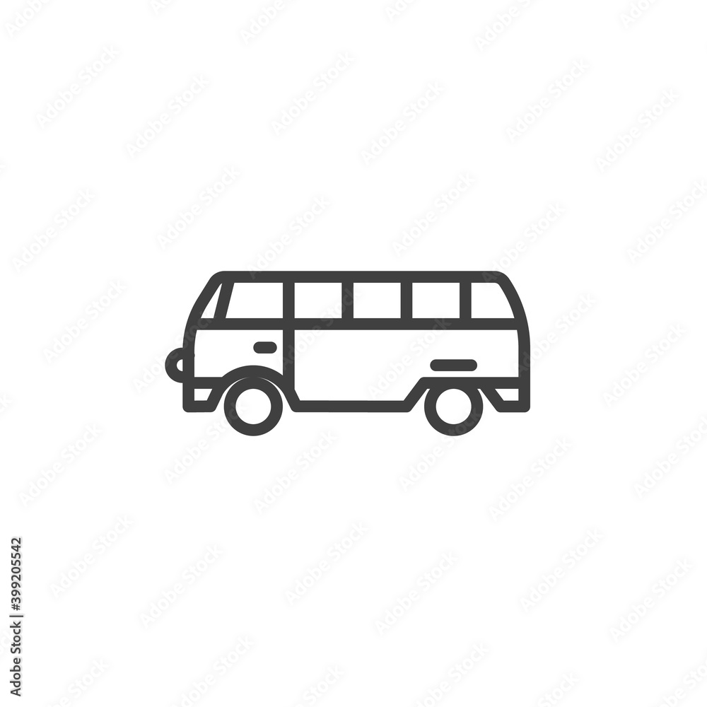 Mini bus line icon. linear style sign for mobile concept and web design. Mini van bus outline vector icon. Symbol, logo illustration. Vector graphics Mini bus line icon. linear style sign for mobile concept and web design. Mini van bus outline vector icon. Symbol, logo illustration. Vector graphics
