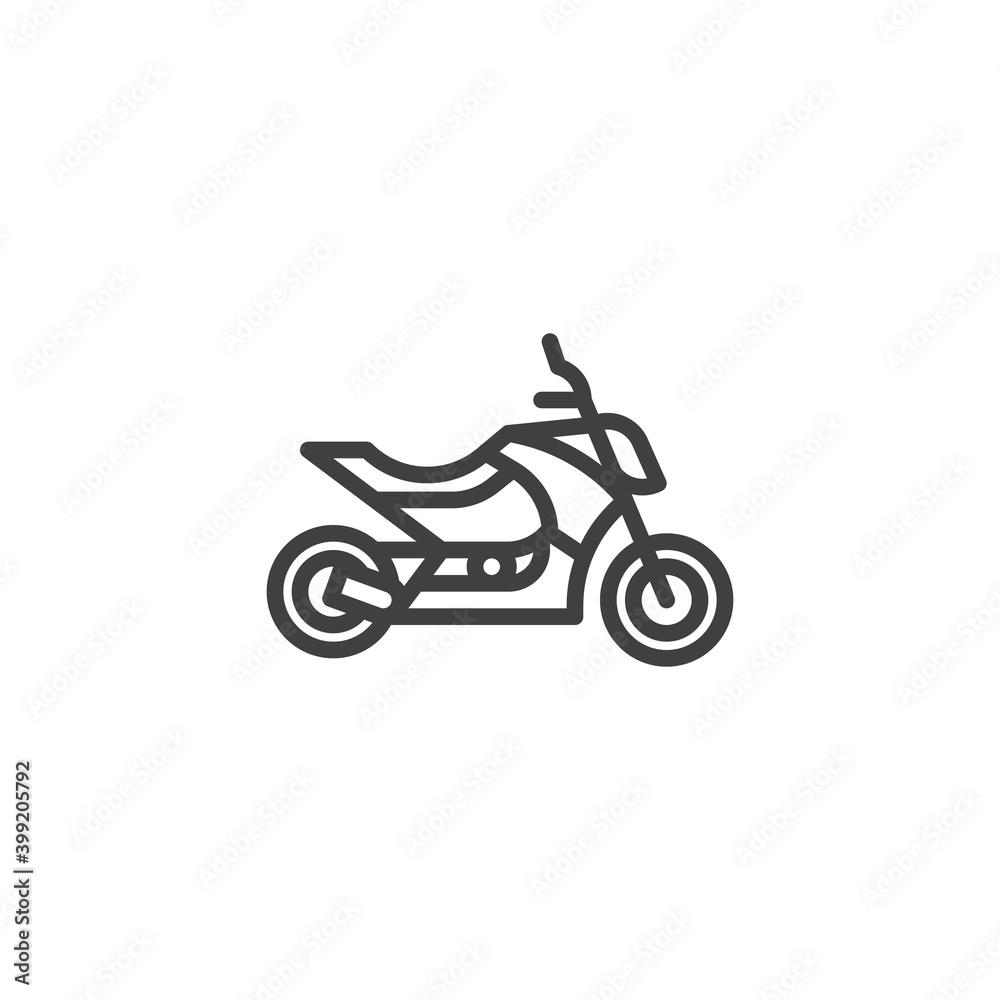 Motorcycle line icon. linear style sign for mobile concept and web design. Sport bike outline vector icon. Symbol, logo illustration. Vector graphics