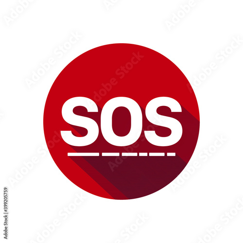 Vector Icon sign symbol SOS. Illustration sticker sign symbol SOS signal in flat style. Eps 10 vector illustration. photo