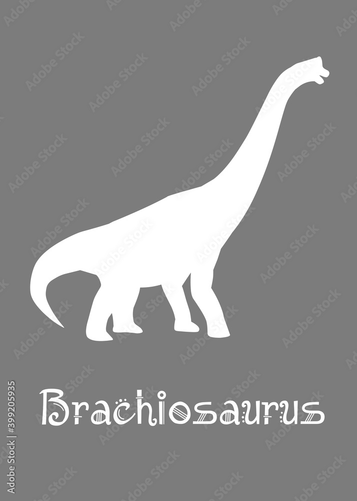 Brachiosaurus Dinosaur design vector illustration. gray dinosaur, gray kids dinosaur name prints, boys bedroom wall art, dino room, children's posters. Brachiosaurus Dinosaur design vector illustration. gray dinosaur, gray kids dinosaur name prints, boys bedroom wall art, dino room, children's posters.