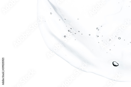 Transparent gel texture on a white background.