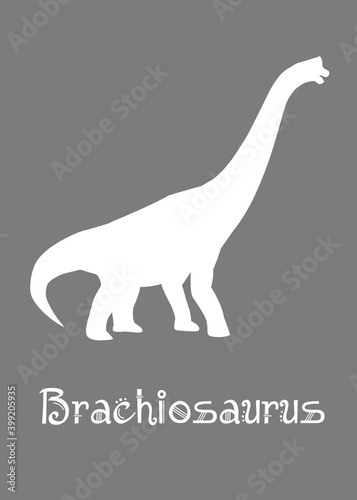 Brachiosaurus Dinosaur design vector illustration. gray dinosaur  gray kids dinosaur name prints  boys bedroom wall art  dino room  children s posters.