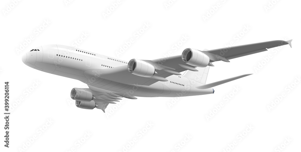 Realistic Detailed 3d White Flying Airliner. Vector Realistic Detailed 3d White Flying Airliner. Vector