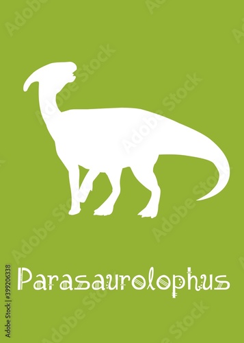 Parasaurolophus Dinosaur design vector illustration. animal silhouette  green dinosaur  green kids dinosaur name prints  boys bedroom wall art  dino room  children s posters.